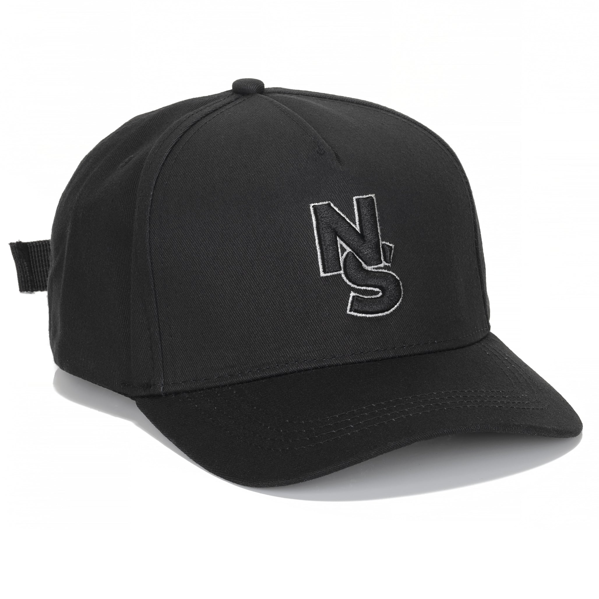 NS Logo Cap Buckle Back (Black/White) - No Stress Wear
